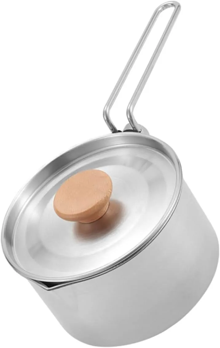 Outdoor Portable Stainless Steel Camping Kettle Multifunctional Picnic Cooking Pot Lightweight Design for Hiking Fishing Barbecue Easy Clean Non Slip Base