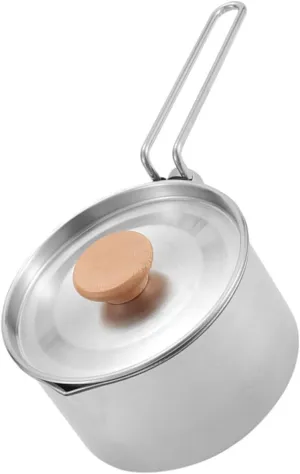 Outdoor Portable Stainless Steel Camping Kettle Multifunctional Picnic Cooking Pot Lightweight Design for Hiking Fishing Barbecue Easy Clean Non Slip Base