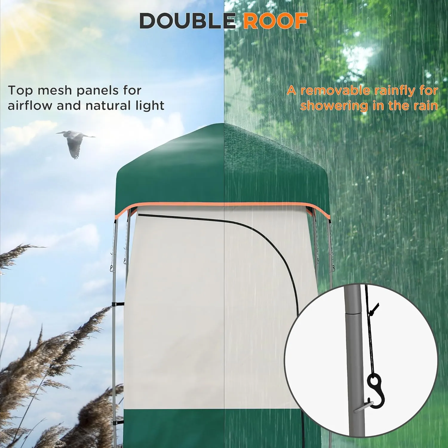 Outdoor Shower Tent Changing Room Privacy Portable Camping Shelters with Floor & Shower Bag for Camping Hiking Beach