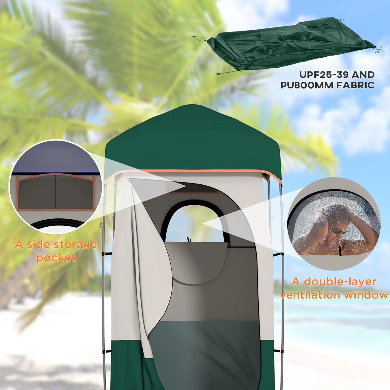 Outdoor Shower Tent Changing Room Privacy Portable Camping Shelters with Floor & Shower Bag for Camping Hiking Beach
