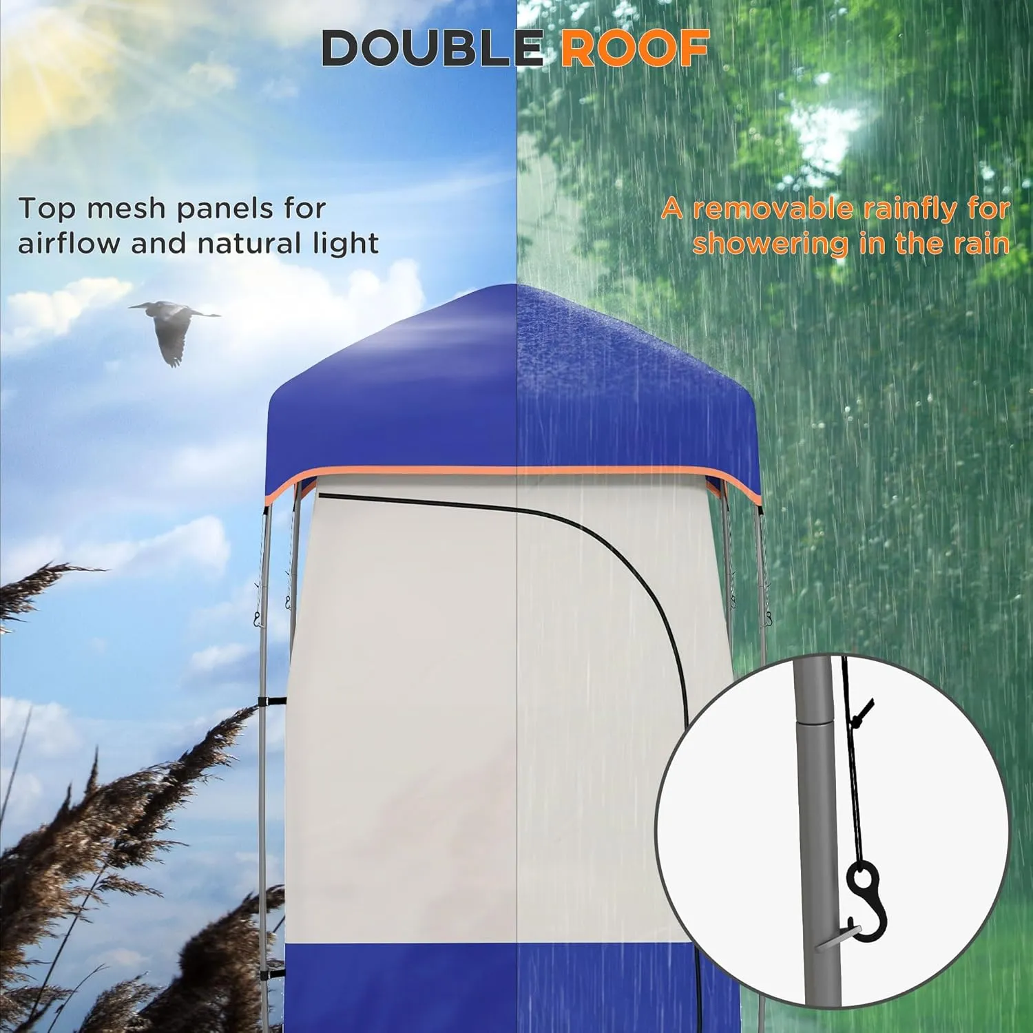 Outdoor Shower Tent Changing Room Privacy Portable Camping Shelters with Floor & Shower Bag for Camping Hiking Beach