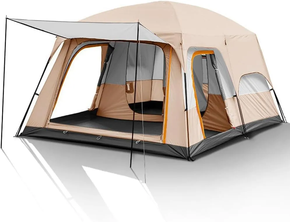 Outdoor Travel Camping Tent Waterproof Tent Portable Rainproof Sunshine-Proof Tent Fishing Hiking Sunshine Shelter (Khaki Type h)