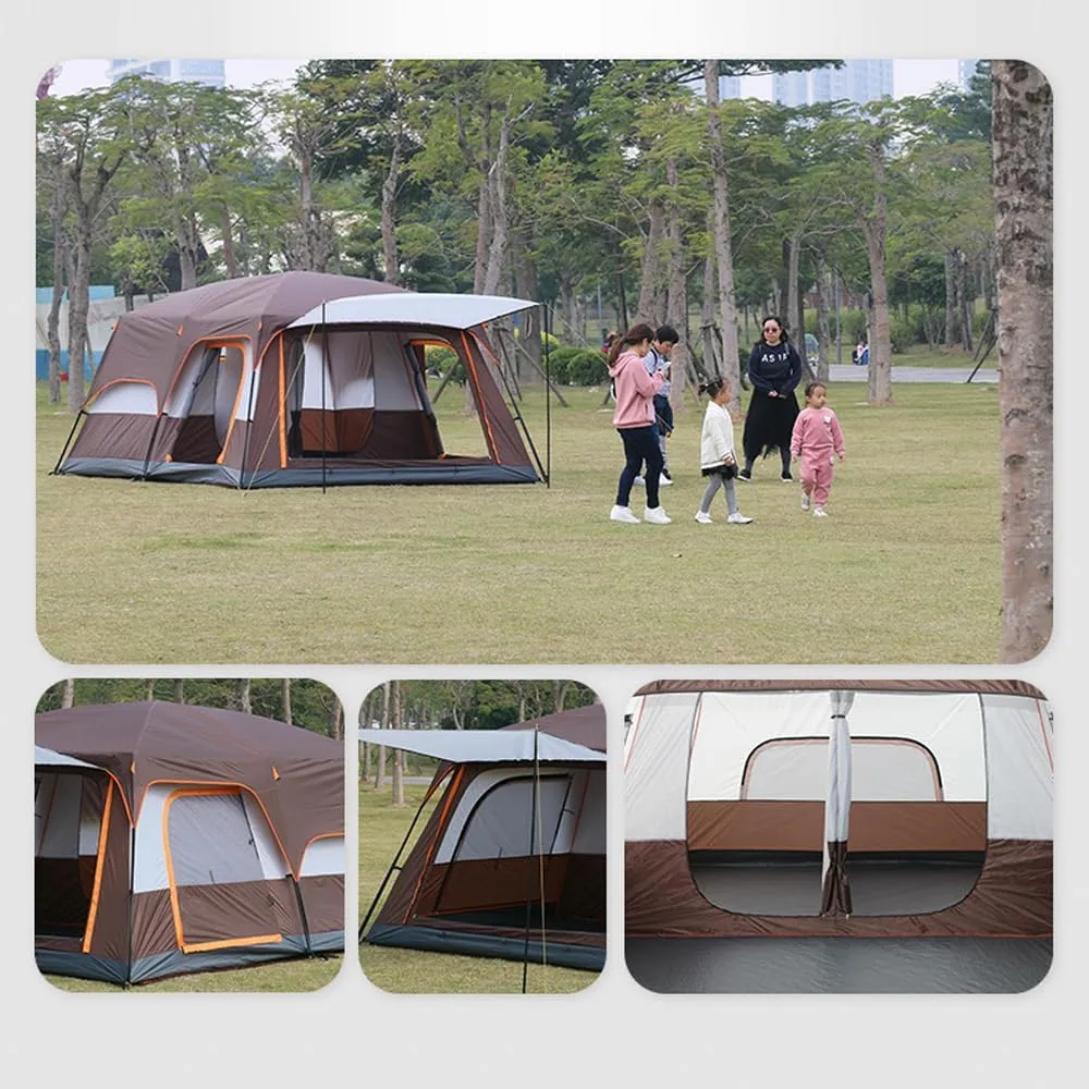 Outdoor Travel Camping Tent Waterproof Tent Portable Rainproof Sunshine-Proof Tent Fishing Hiking Sunshine Shelter (Khaki Type h)
