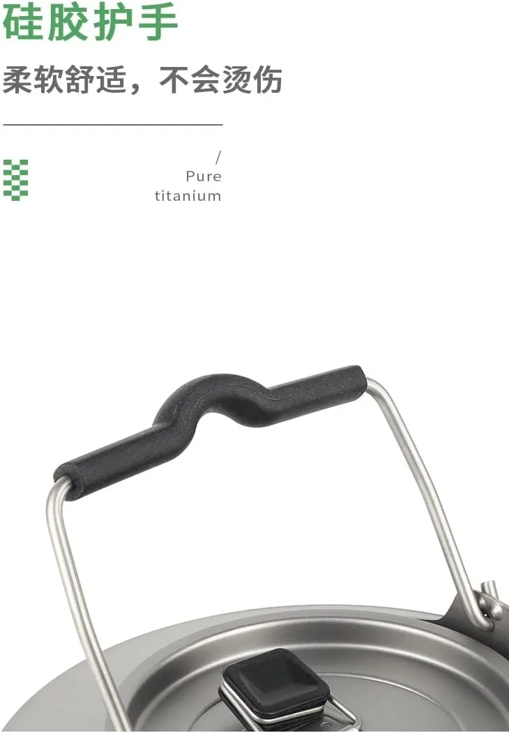 Outdoor Travel Portable Pure Titanium Kettle 700ml Camping Teapot
