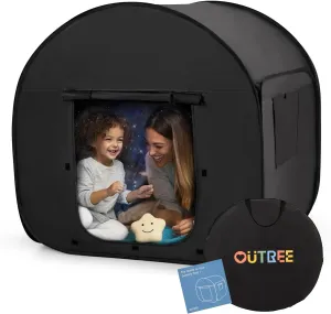 OUTREE Sensory Tent 47 * 47 * 47 in, Black Print, Sensory Room for Kids with Autism, Pop Up Play Tent