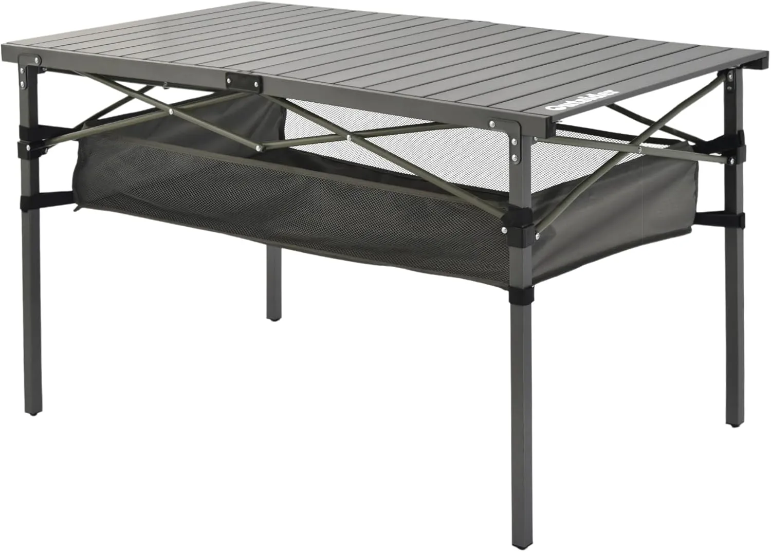 OUTSIDER Folding Camping Table, Portable Roll-up Outdoor Lightweight Aluminum Camp Table for Picnic BBQ Backyards Beach, Large Storage Mesh Pocket and Carrying Bag Included