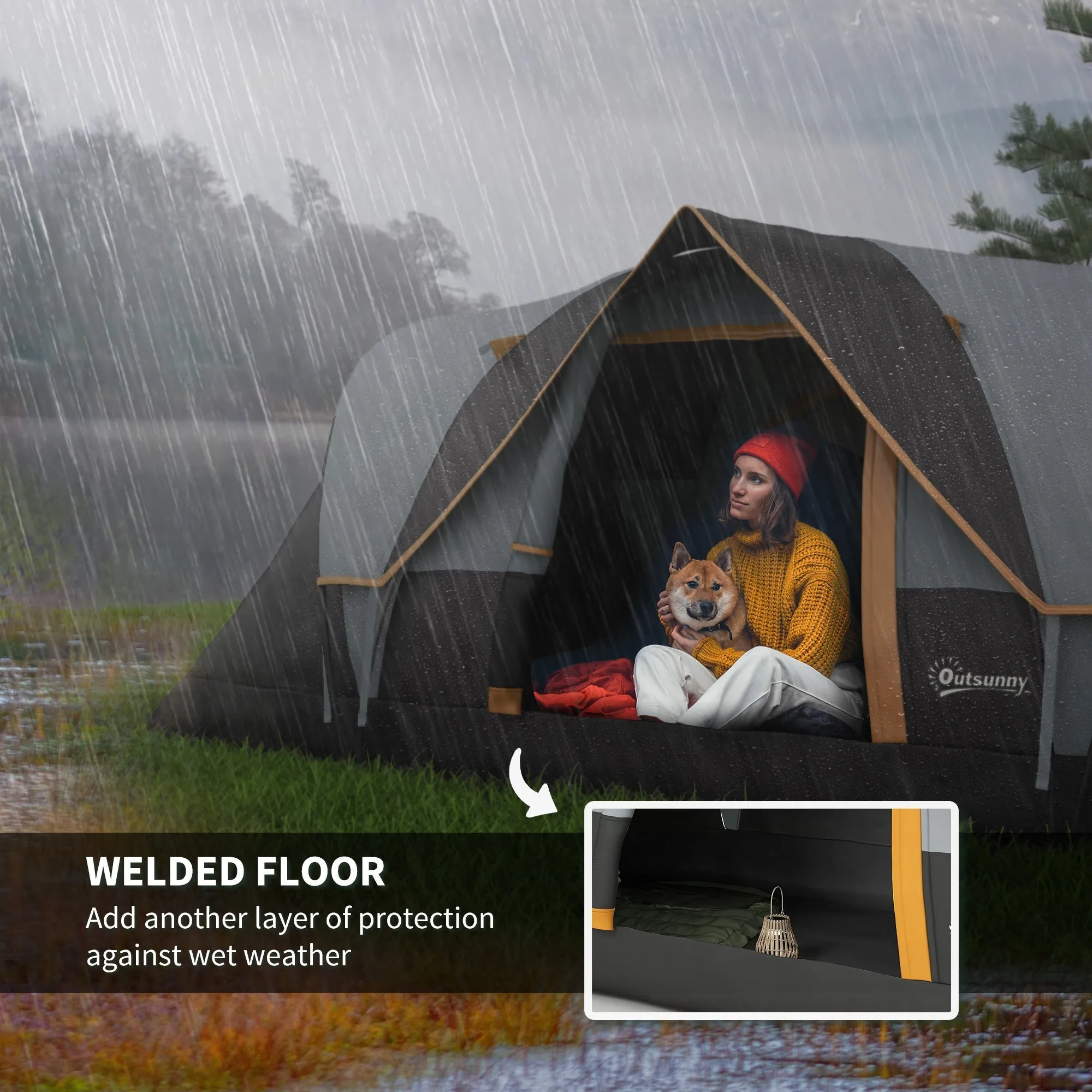Outsunny 5-6 Person Multi-Color Dome Tent for Camping with UV Protection and Water Resistance