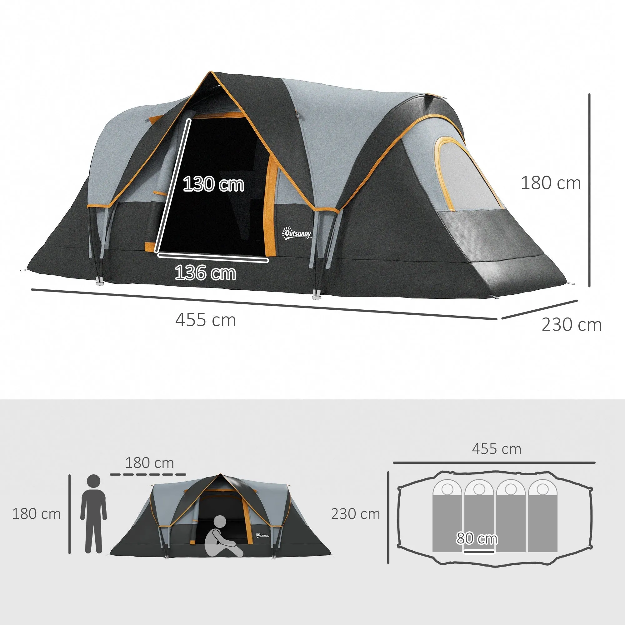Outsunny 5-6 Person Multi-Color Dome Tent for Camping with UV Protection and Water Resistance