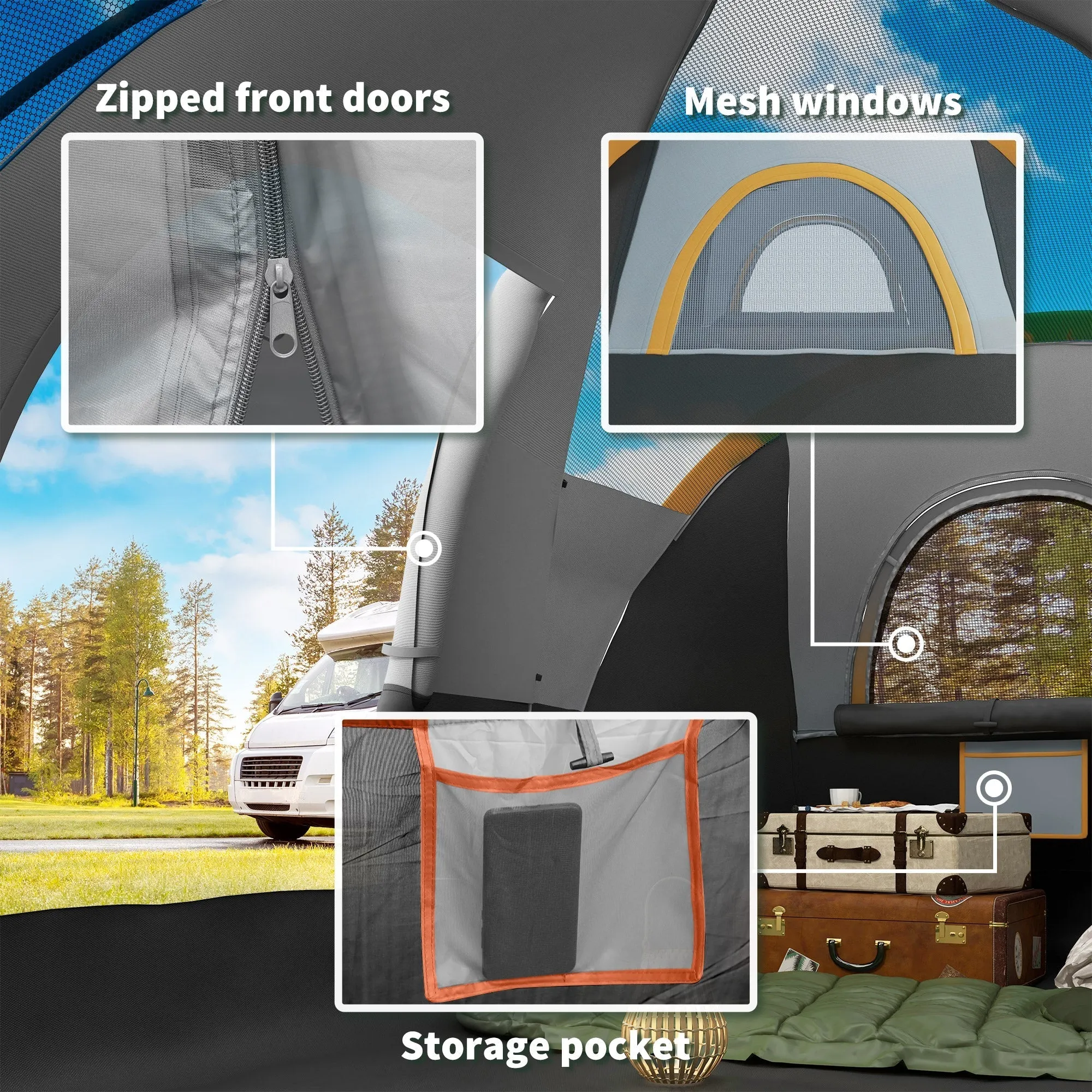 Outsunny 5-6 Person Multi-Color Dome Tent for Camping with UV Protection and Water Resistance