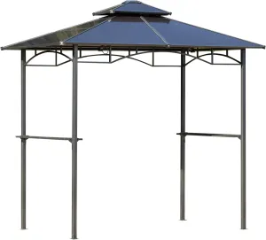 Outsunny 8' x 5' Barbecue Grill Gazebo Tent, Outdoor BBQ Canopy with Side Shelves, and Double Layer PC Roof, Brown