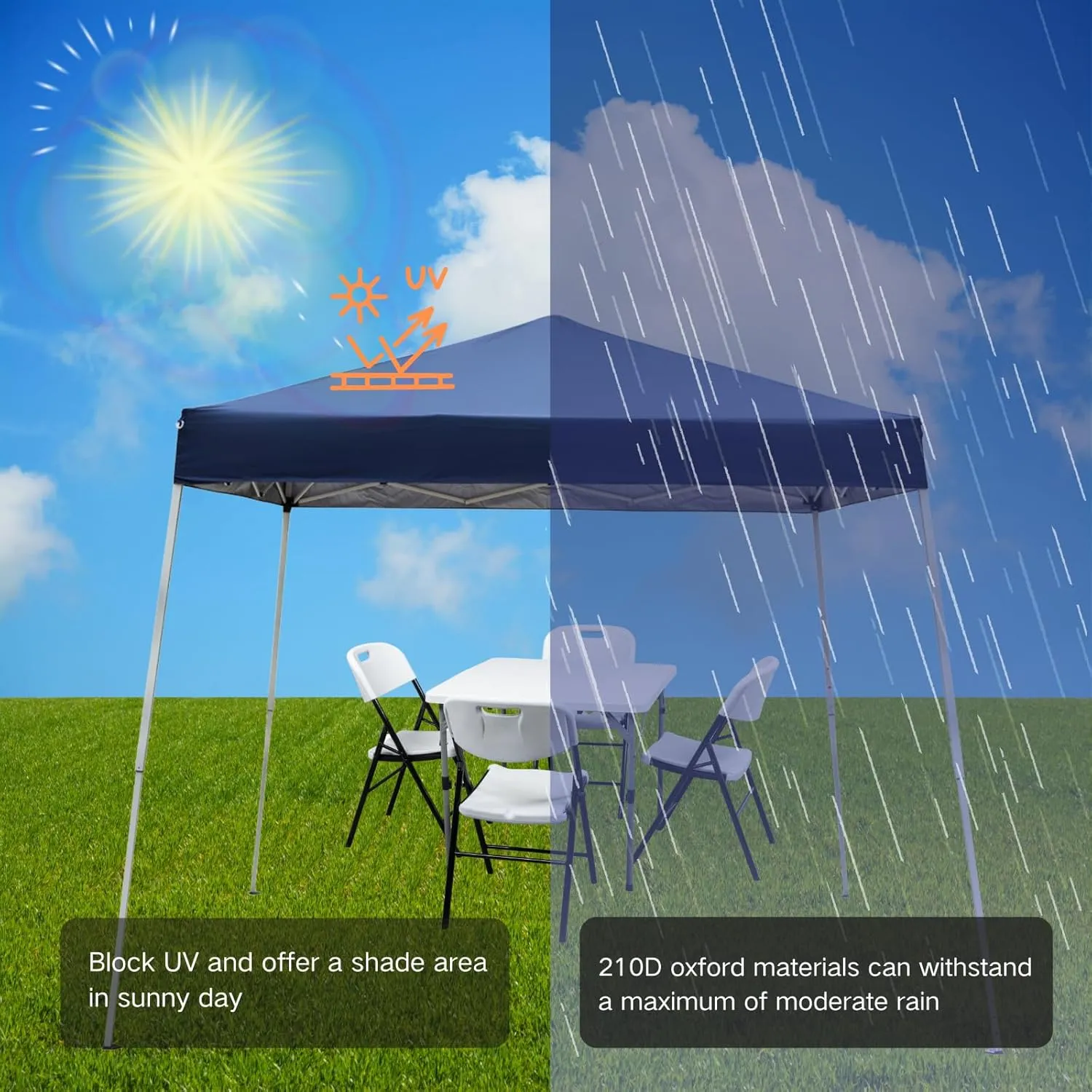 Outvita Canopy 10'x10' Pop Up Commercial Instant Gazebo Tent, Waterproof & UV Protection Canopy Tent with Slant Legs for Party Wedding Birthday BBQ Events