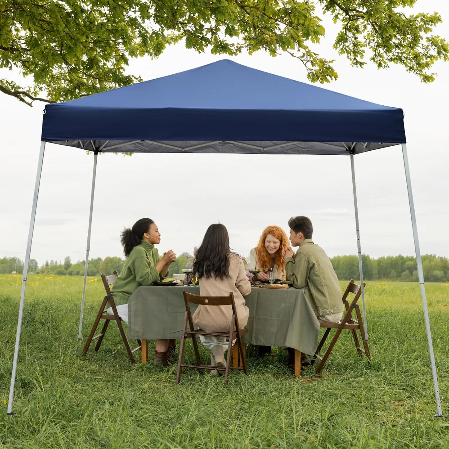 Outvita Canopy 10'x10' Pop Up Commercial Instant Gazebo Tent, Waterproof & UV Protection Canopy Tent with Slant Legs for Party Wedding Birthday BBQ Events