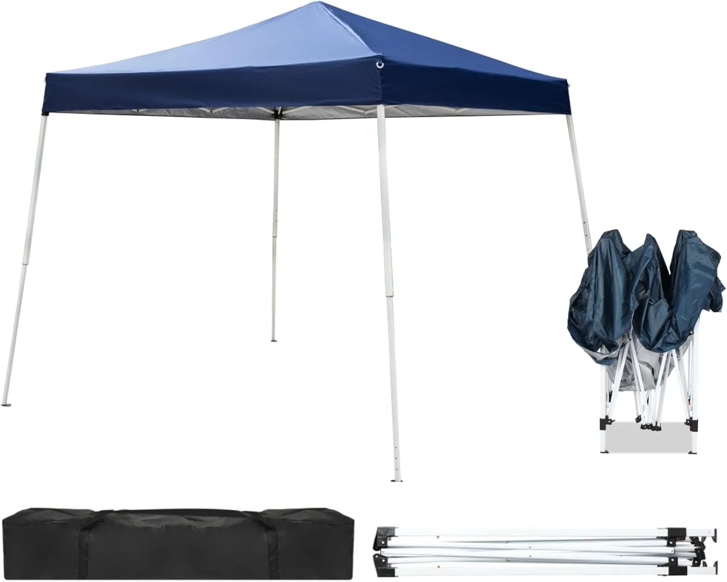 Outvita Canopy 10'x10' Pop Up Commercial Instant Gazebo Tent, Waterproof & UV Protection Canopy Tent with Slant Legs for Party Wedding Birthday BBQ Events