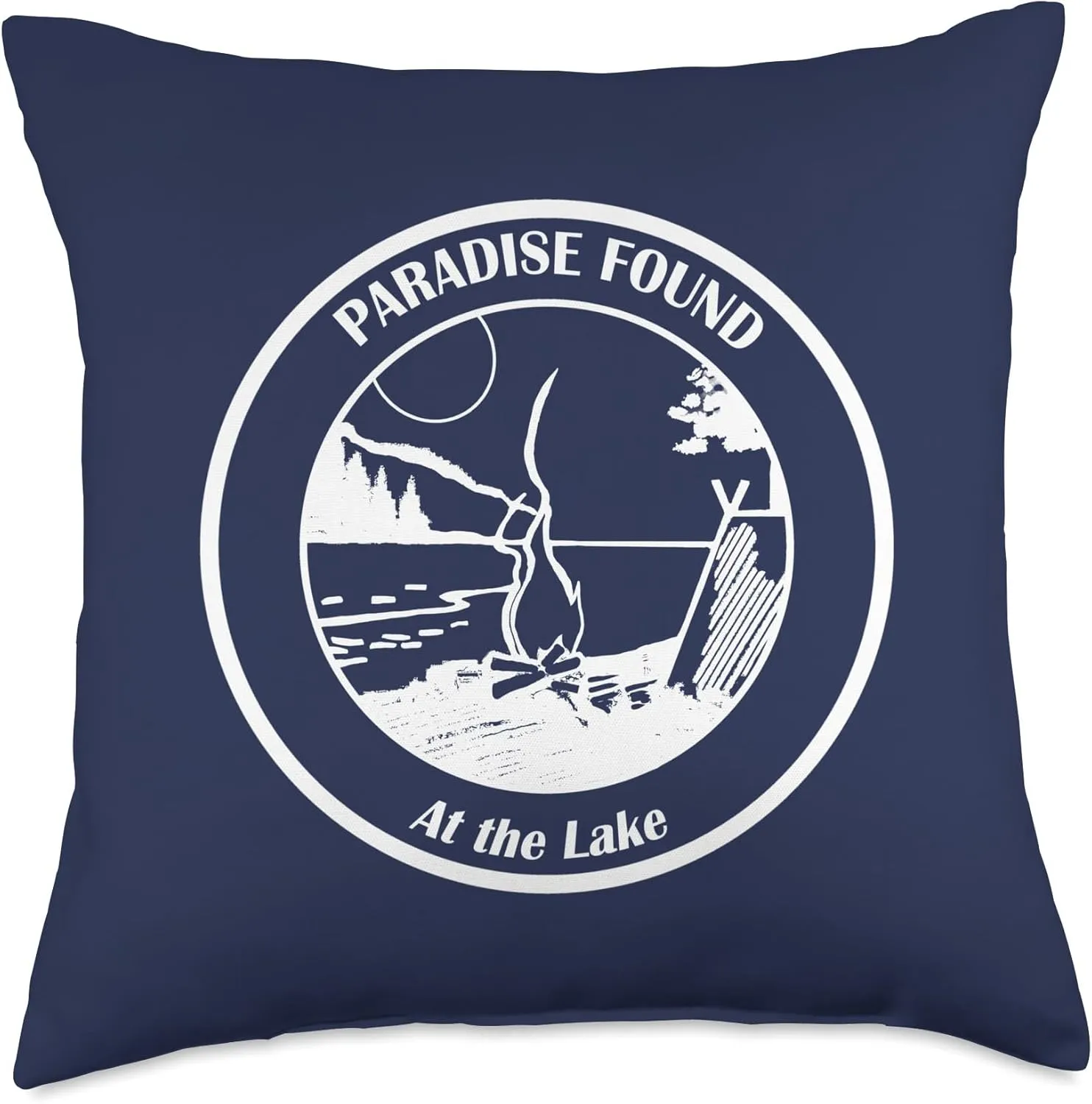 Paradise Found at the LAKE Camping Lakeside Throw Pillow