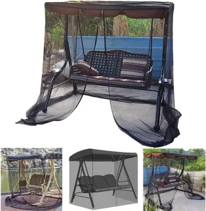 Patio Swing Mosquito Netting, Mosquito Mesh Screen, Outdoor Rectangle with Zipper Opening and roof Waterproof Tent(3 Seater 125x205x205cm)