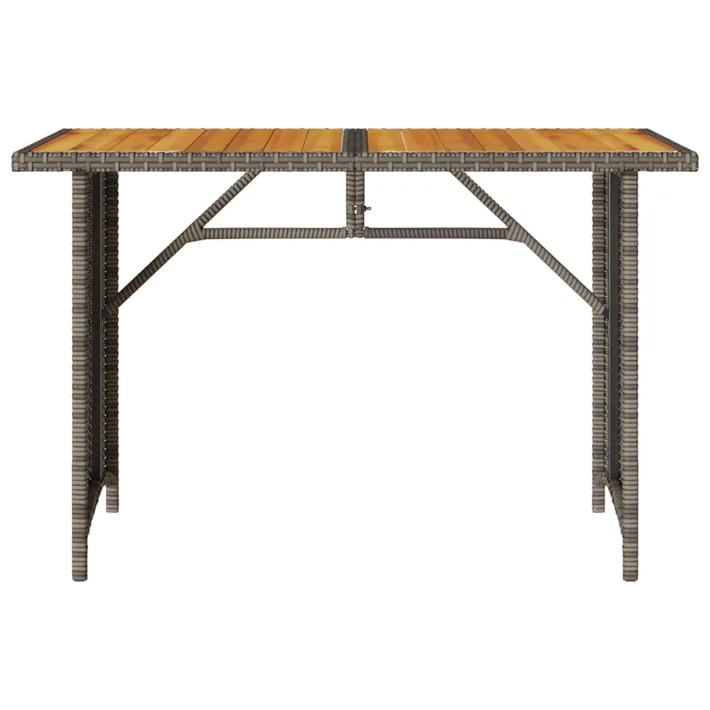 Patio Table with Wooden Top Gray 43.3"x26.8"x27.6" Poly Rattan