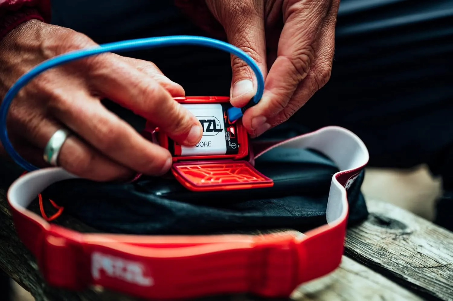 PETZL ACTIK Headlamp - Powerful 450 Lumen Light with Red Lighting, for Hiking, Climbing, Running, and Camping - Grey