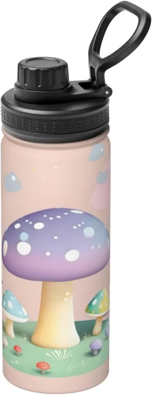 PHAYAH Cartoon Mushroom Camping Hiking Hydration Flask Stainless Steel, Double Walled & Vacuum Insulated Water Bottle