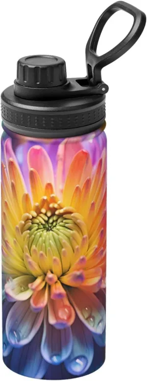 PHAYAH Rainbow Chrysanthemum Camping Hiking Hydration Flask Stainless Steel, Double Walled & Vacuum Insulated Water Bottle