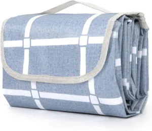Picnic Blanket Waterproof Foldable and Portable Family Large 80"x 80" Outdoor Beach Blanket, Washable Lightweight Handy Camping Mat for Travel, Hiking, Lawn (Blue)