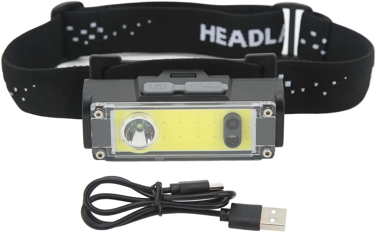 Pilipane Induction COB Headlight XPE COB Headlamp Fixed Focusing Type C Fast Charging Headlight with LED Indicator for Camping Hiking Running Auto Repair Home Improvement ABS Material
