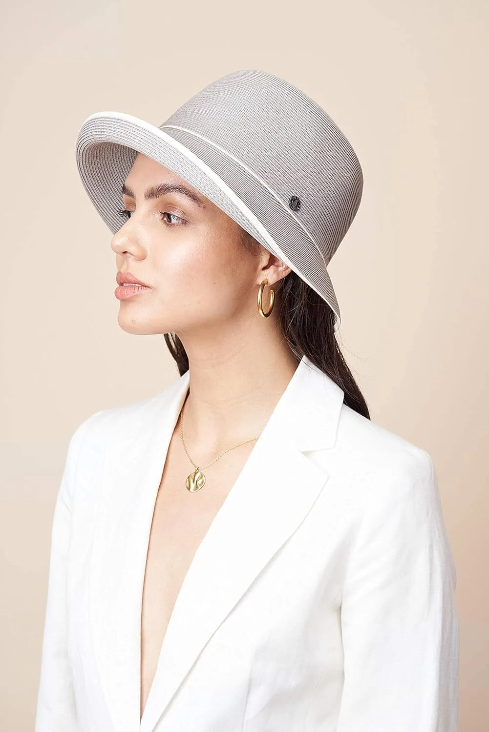 Pineapple&Star Maures Cloche Bucket Straw Sun Hat Fine Braid UPF 50  for Women