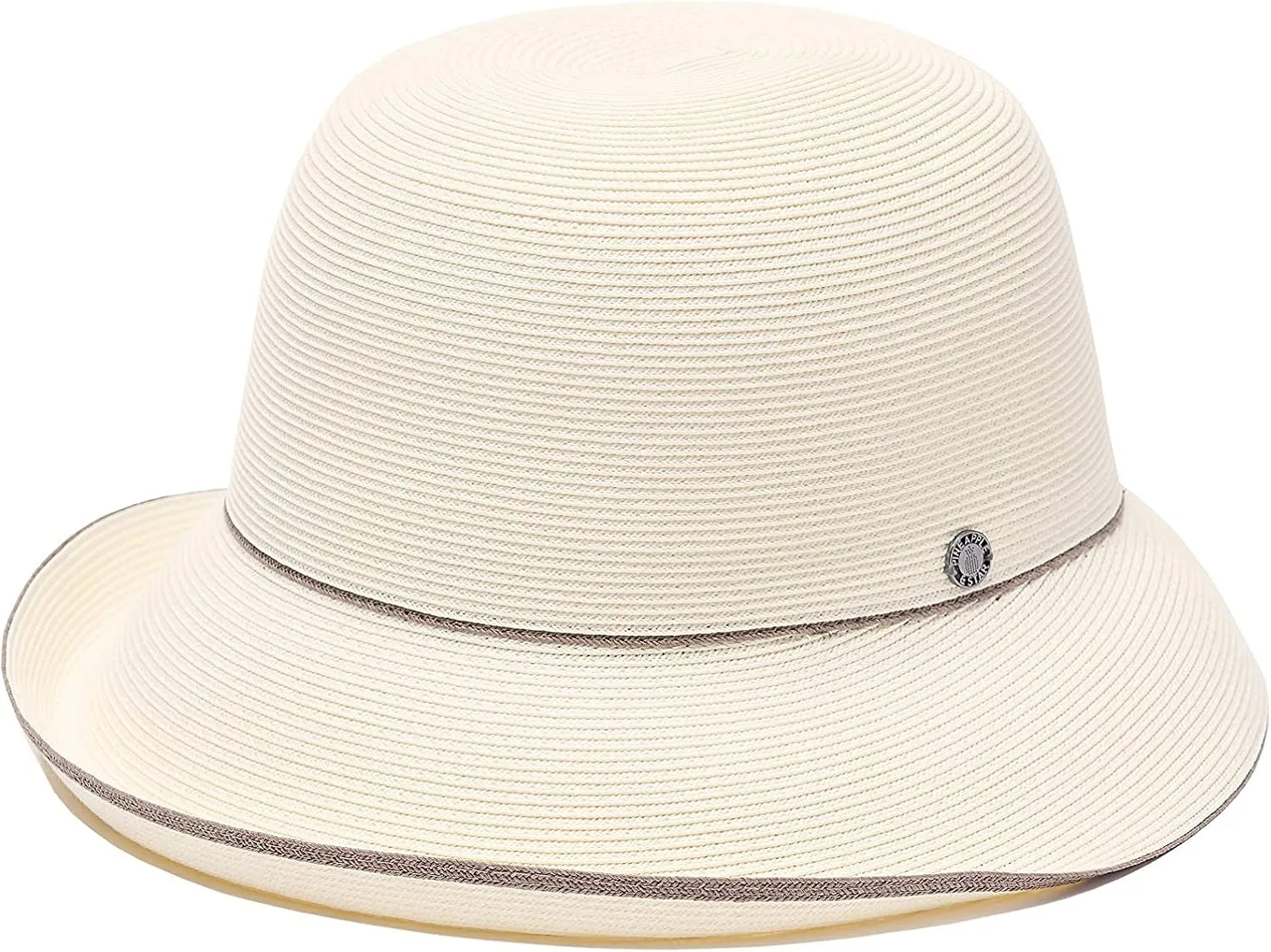 Pineapple&Star Maures Cloche Bucket Straw Sun Hat Fine Braid UPF 50  for Women