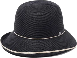 Pineapple&Star Maures Cloche Bucket Straw Sun Hat Fine Braid UPF 50  for Women