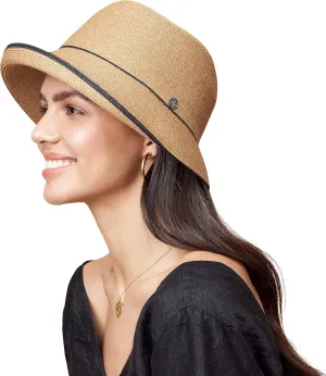 Pineapple&Star Maures Cloche Bucket Straw Sun Hat Fine Braid UPF 50  for Women