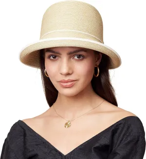 Pineapple&Star Maures Cloche Bucket Straw Sun Hat Fine Braid UPF 50  for Women