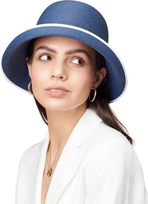 Pineapple&Star Maures Cloche Bucket Straw Sun Hat Fine Braid UPF 50  for Women