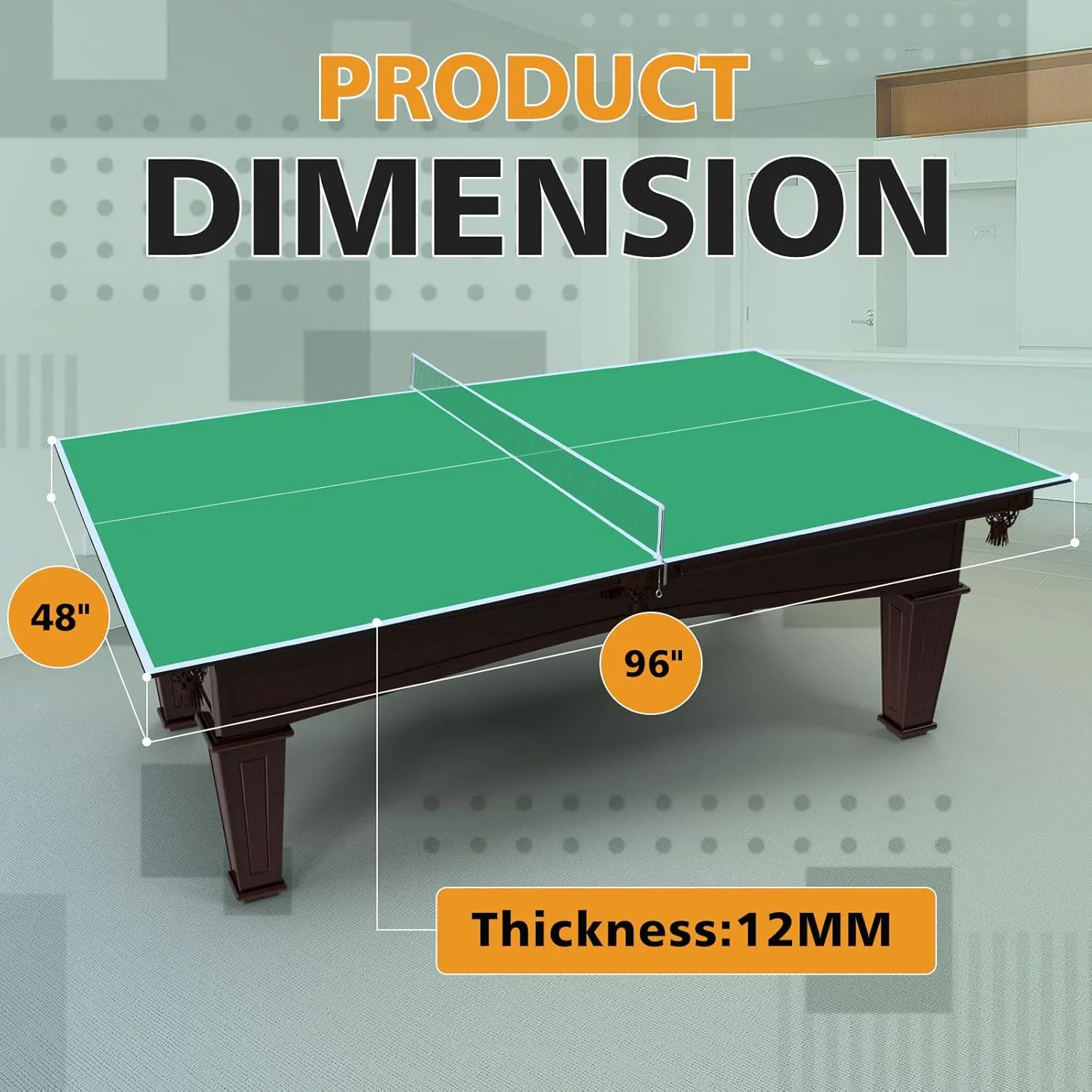 Ping Pong Table Top for Billiard Table, 7FT/8FT/9FT Foldable Table Tennis Table Topper for Pool Table, Indoor Outdoor Table Tennis Conversion Top w/Net & Premium Foam Padding