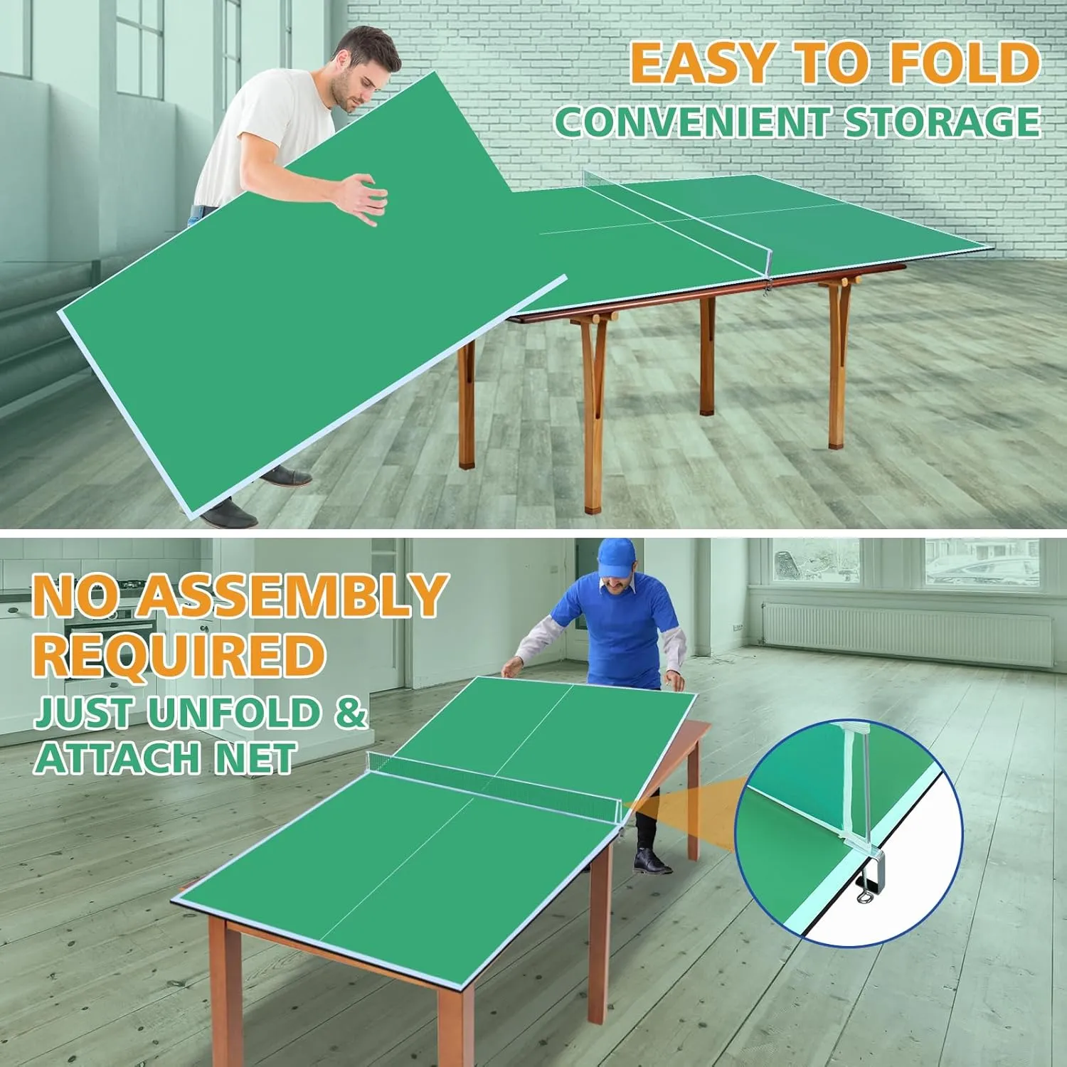 Ping Pong Table Top for Billiard Table, 7FT/8FT/9FT Foldable Table Tennis Table Topper for Pool Table, Indoor Outdoor Table Tennis Conversion Top w/Net & Premium Foam Padding