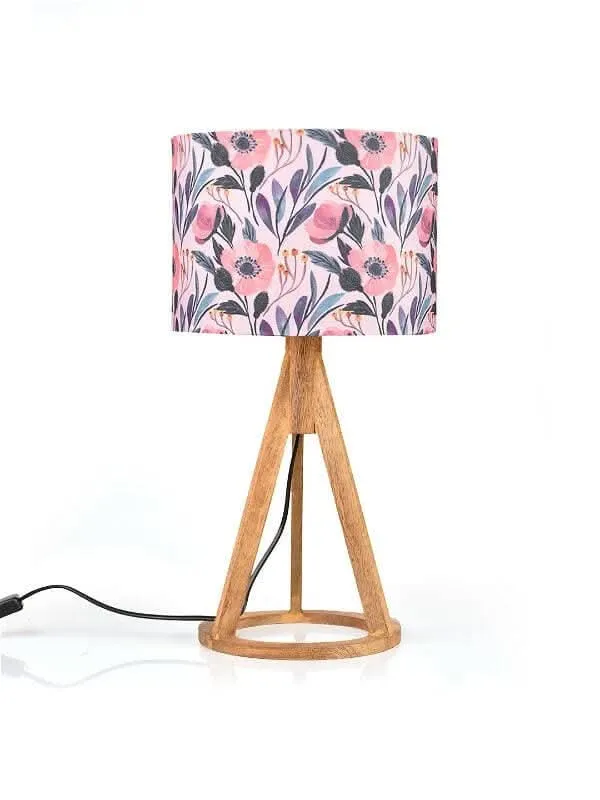 Pink Flower Trio Wooden Lamp