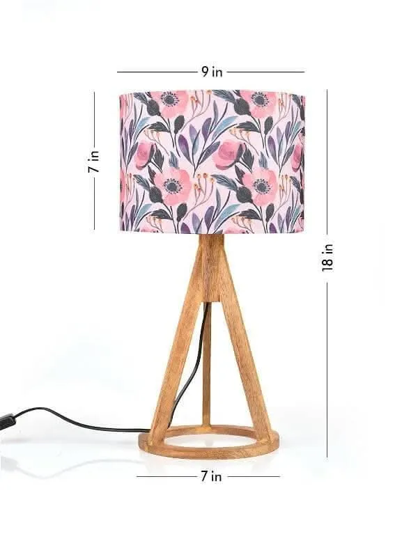 Pink Flower Trio Wooden Lamp