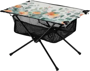 Plants and Flowers Portable Folding Camping Table, Compact Lightweight Beach Table with Carrying Bag for Outdoor Picnics, BBQs, Camp