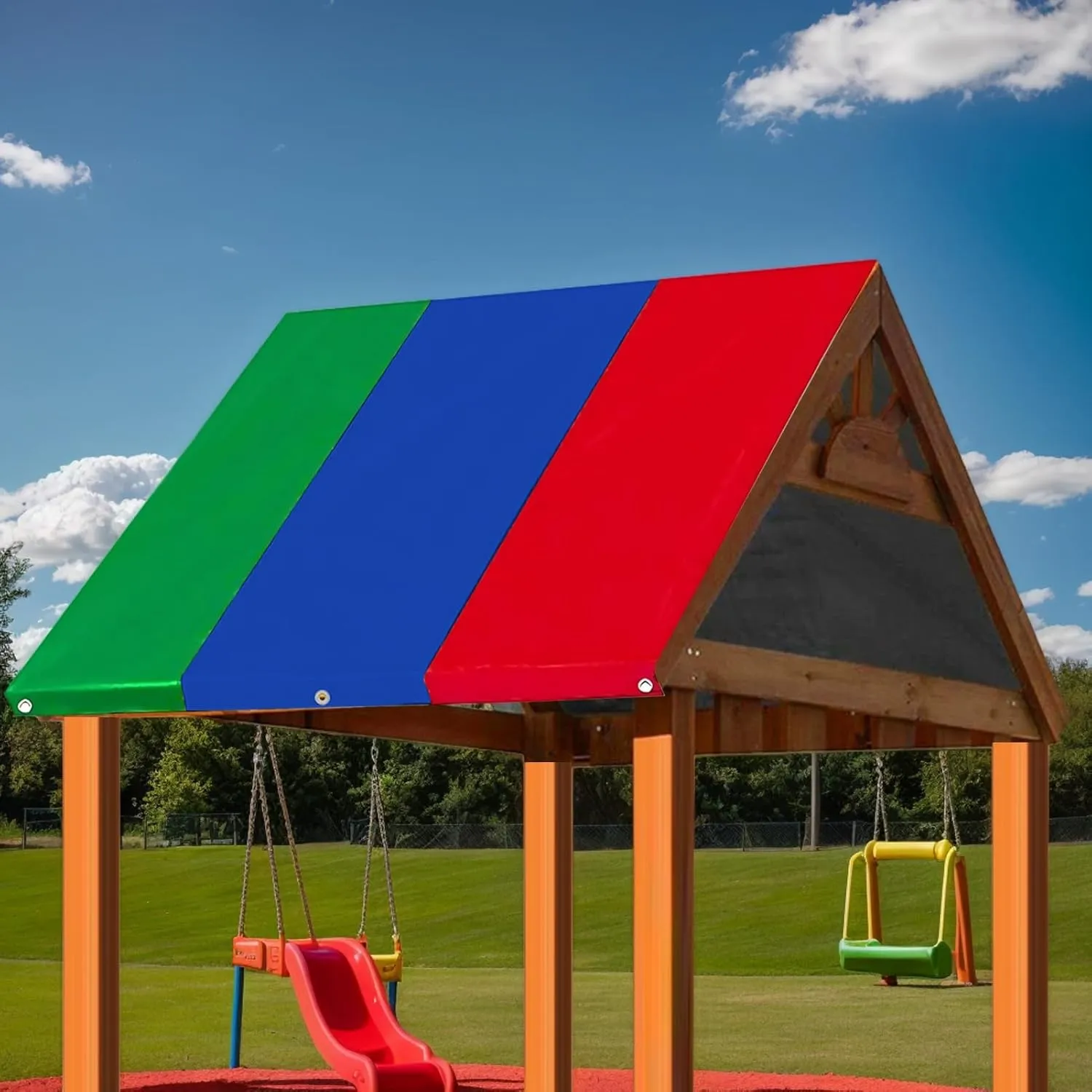 Playhouse Protection Swing Set - Playground Replacement Tarp, Uv-Resistant Playsets Shade Cover | 132x226cm/51.97x88.98 Inch Outdoor Playsets Decoration, Yard Discovery Accessories for Community Park