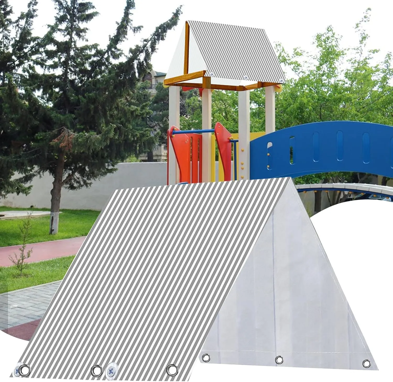 Playset Canopy - Playground Shade Tarp, Waterproof Sun Shelter | Heavy Duty Playhouse Replacement Shade, Backyard Swing Set Roof, Waterproof UV Resistant Shade Sail for Kids Equipment