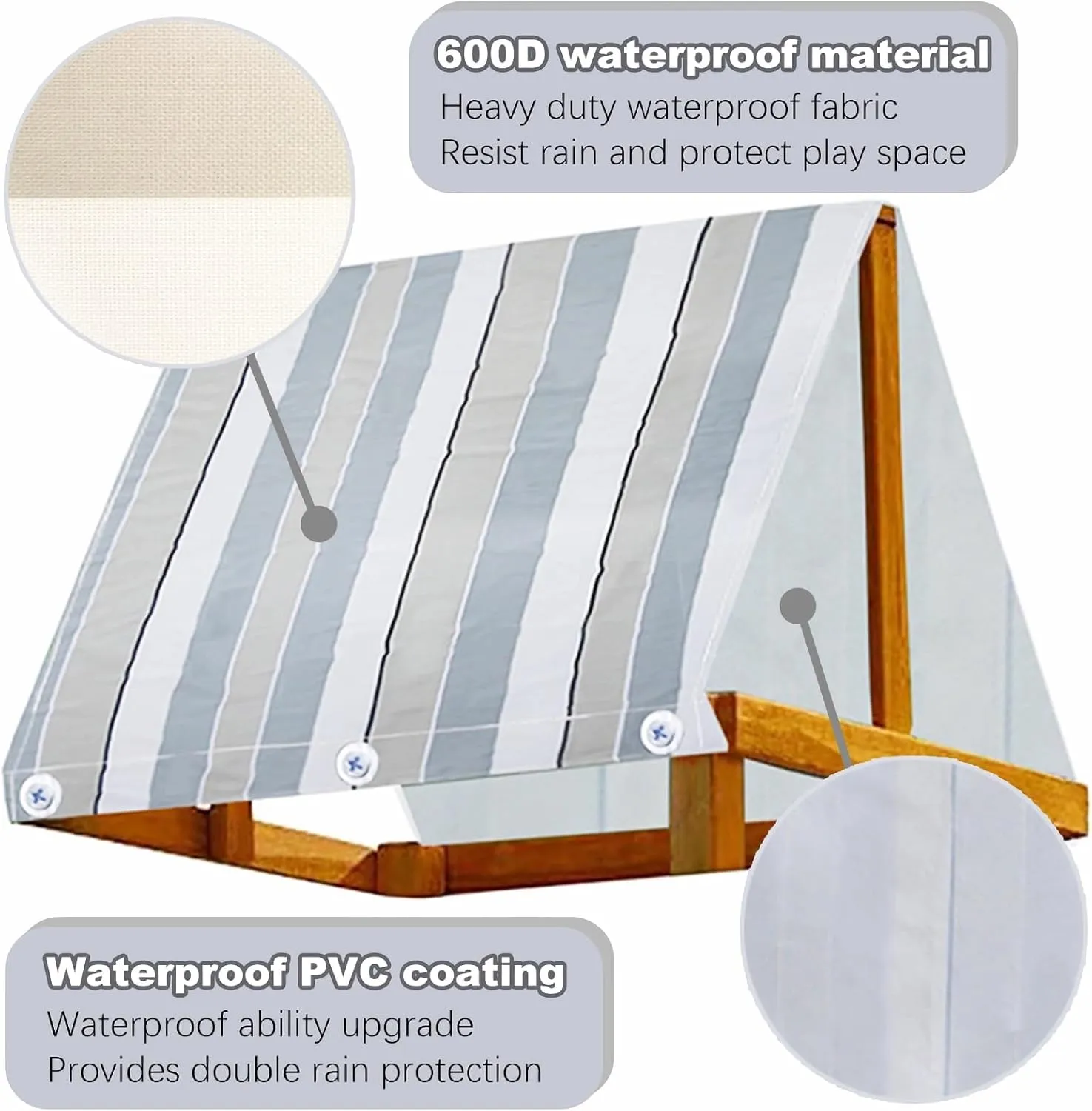 Playset Canopy Replacement 43" × 90", Playset Tarp Replacement, Waterproof 600d Oxford Cloth Swing Set Replacement Tarp, Playground Accessories for Kids Outdoor, Backyard Playground (Stripe)