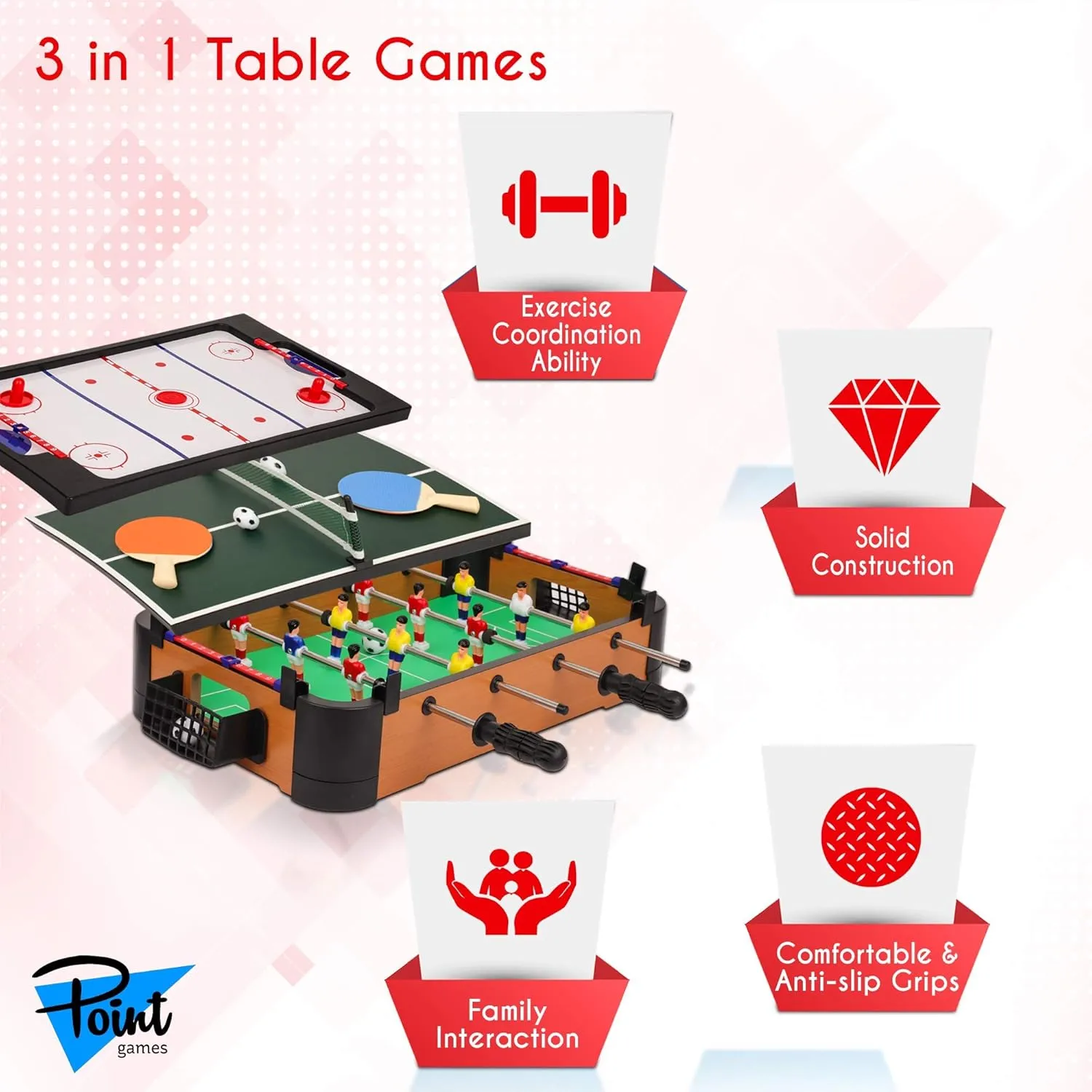 Point Games Hockey Table, Mini Table Games for Kids, Arcade Game for Boys & Girls, Great Gift fro Children Ages 3 