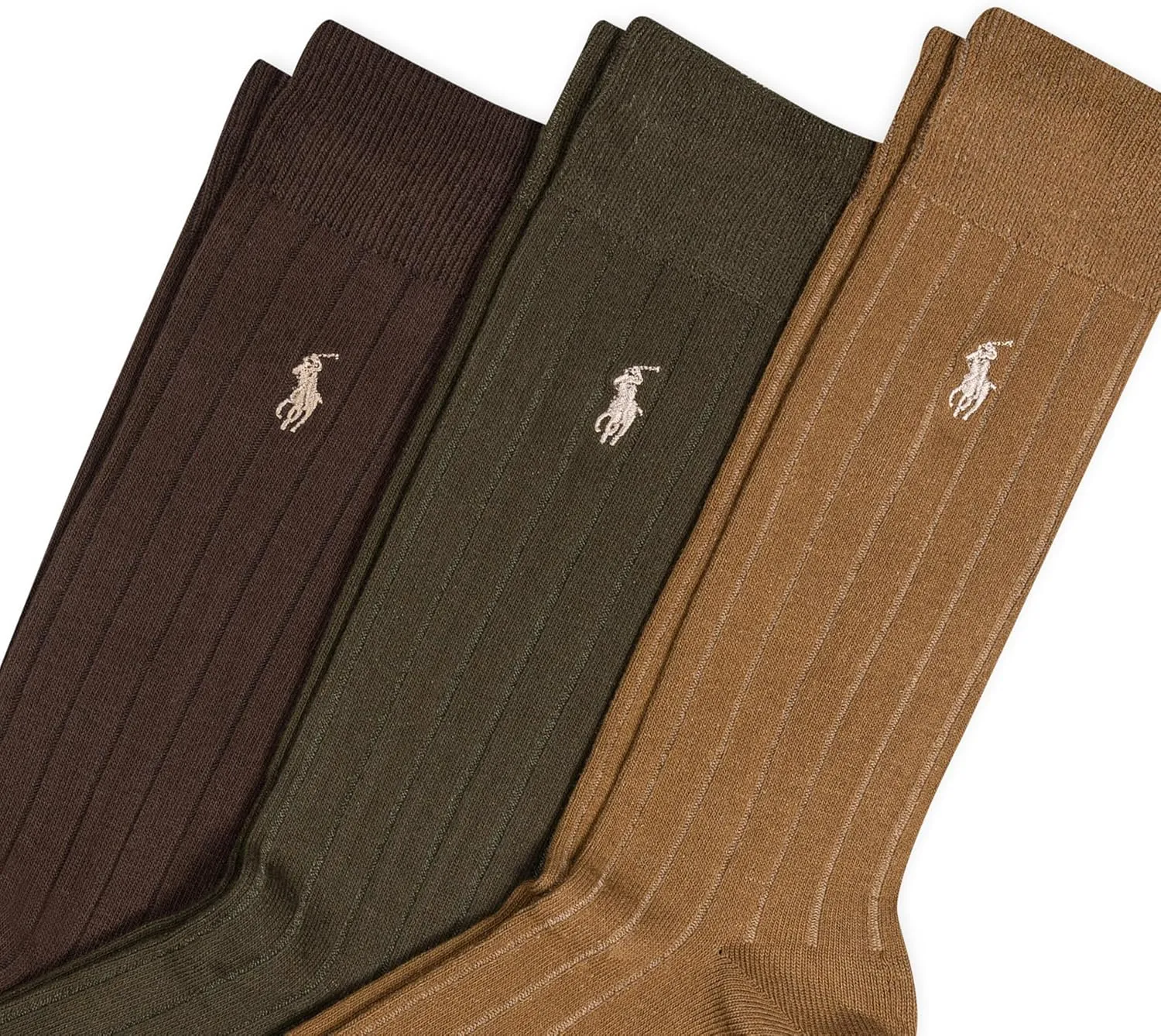 Polo Ralph Lauren Men's Cotton Ribbed Dress Crew Socks -3 Pair Pack-Soft and Lightweight Cotton Comfort