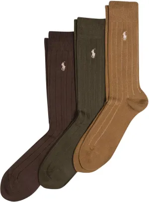 Polo Ralph Lauren Men's Cotton Ribbed Dress Crew Socks -3 Pair Pack-Soft and Lightweight Cotton Comfort