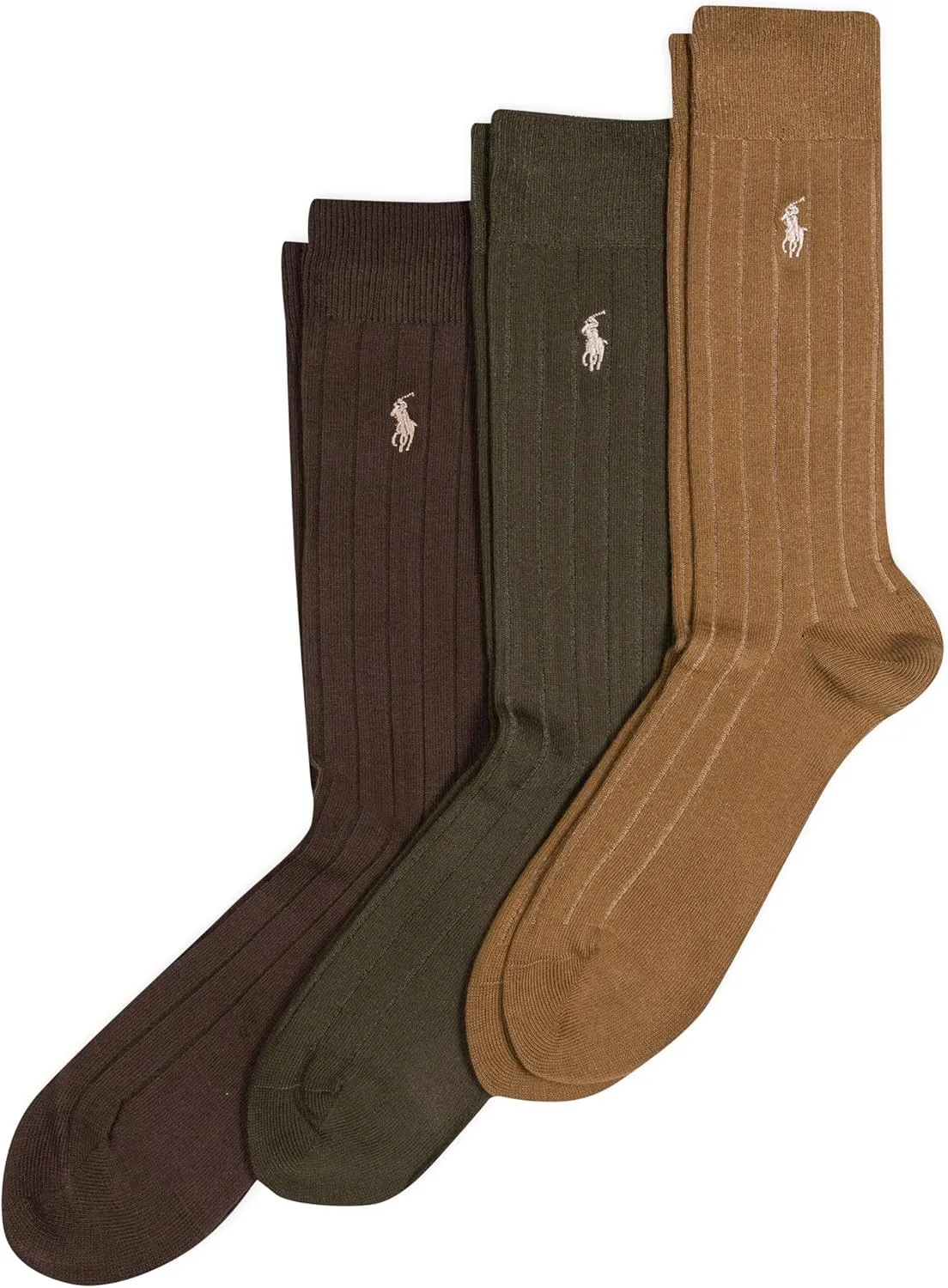 Polo Ralph Lauren Men's Cotton Ribbed Dress Crew Socks -3 Pair Pack-Soft and Lightweight Cotton Comfort