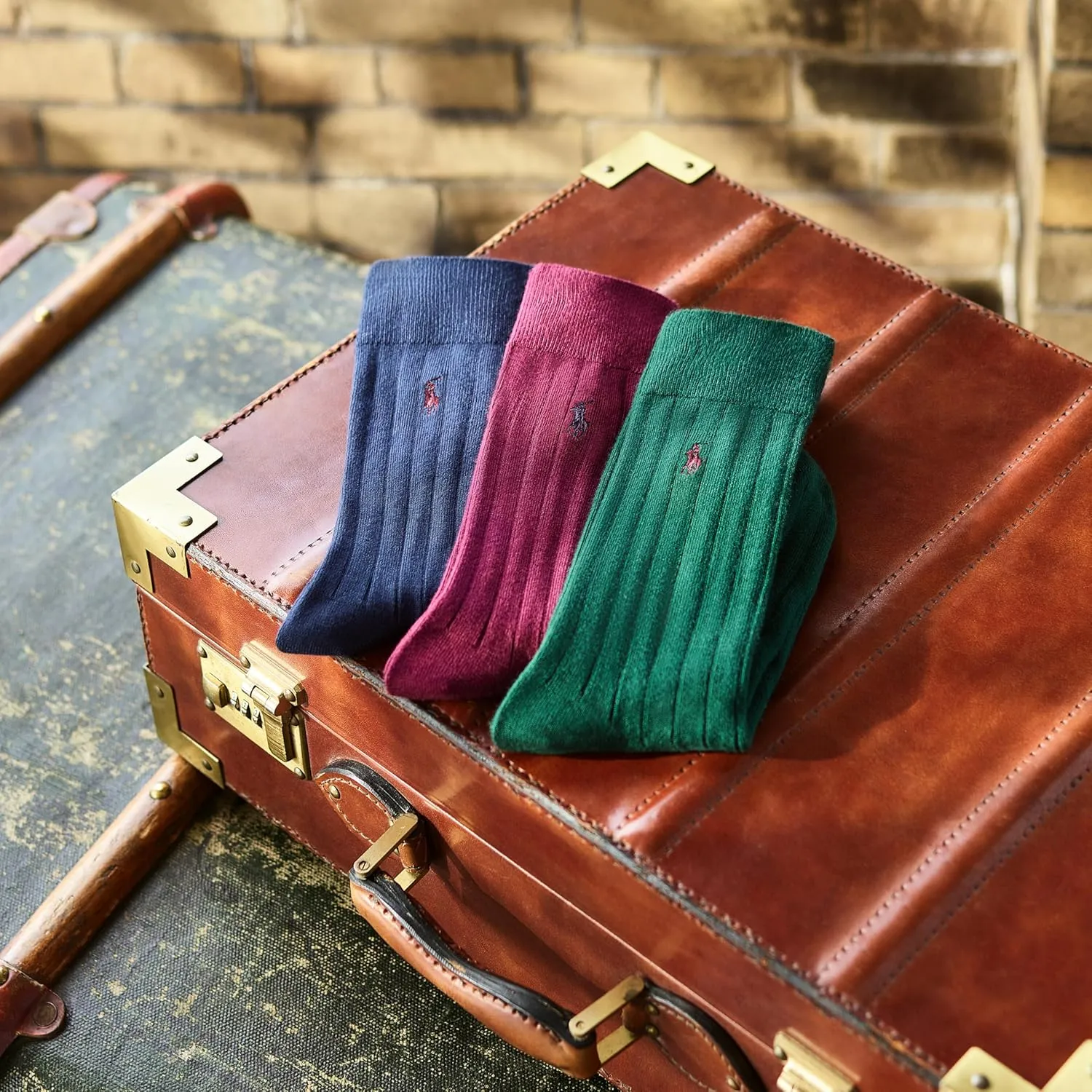 Polo Ralph Lauren Men's Cotton Ribbed Dress Crew Socks -3 Pair Pack-Soft and Lightweight Cotton Comfort