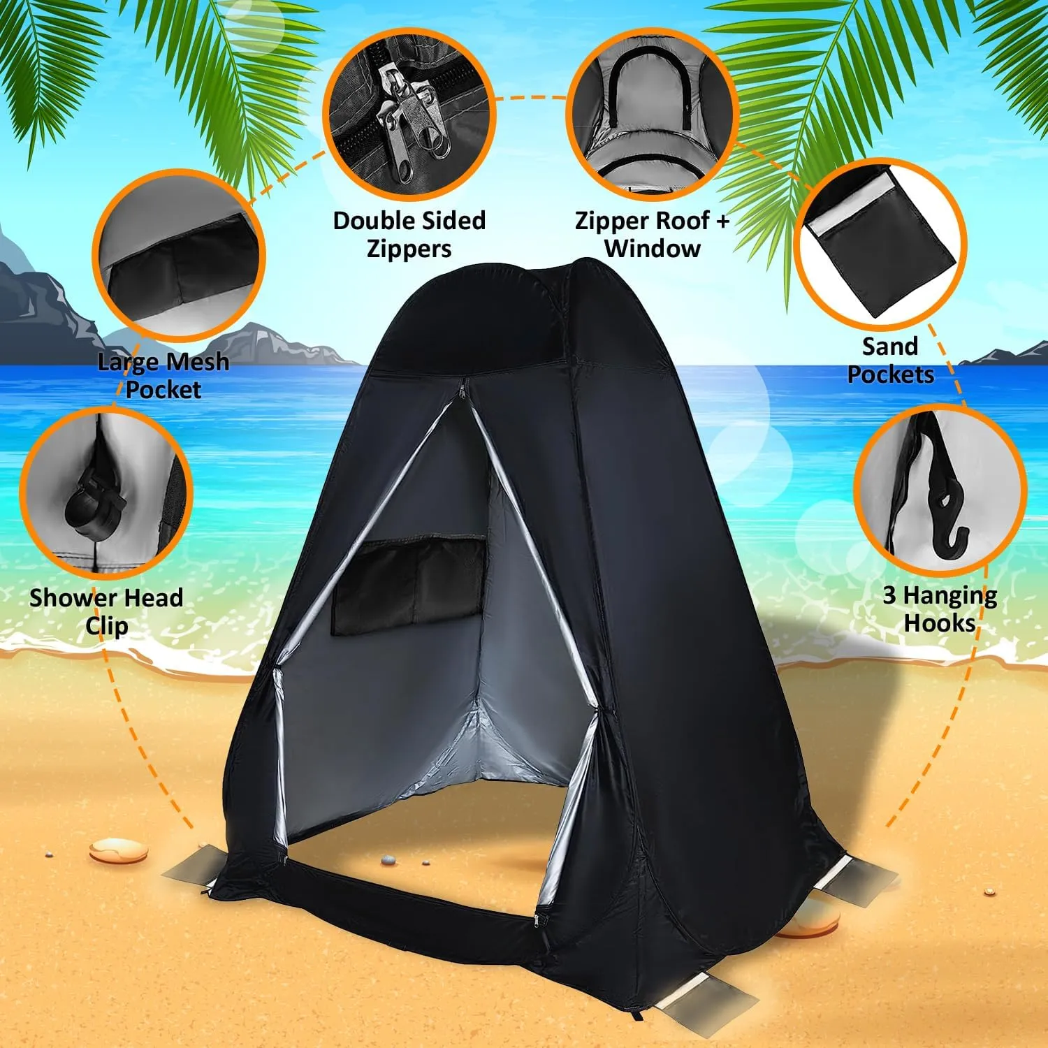 Pop Up Large Privacy Tent - 7ft Tall - Oversized Strong Camping Toilet Tent- Portable Camp Shower Pod w/Hooks- Porta Pod- Outdoor Bathroom, Potty, Changing Private Room