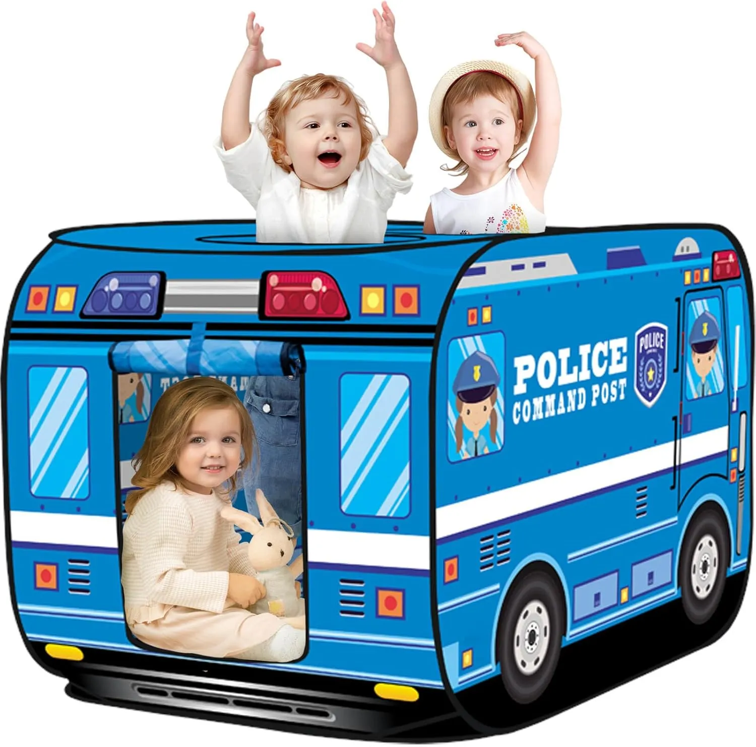 Pop up Play Tent for Kids Aged 1-3 Years Old Boys and Girls : Police Car Playhouse Toy Play Tents for Toddlers 3-5 Kids Tent Indoor Outdoor Playhouse Toys for 1   Year Old, Police Car