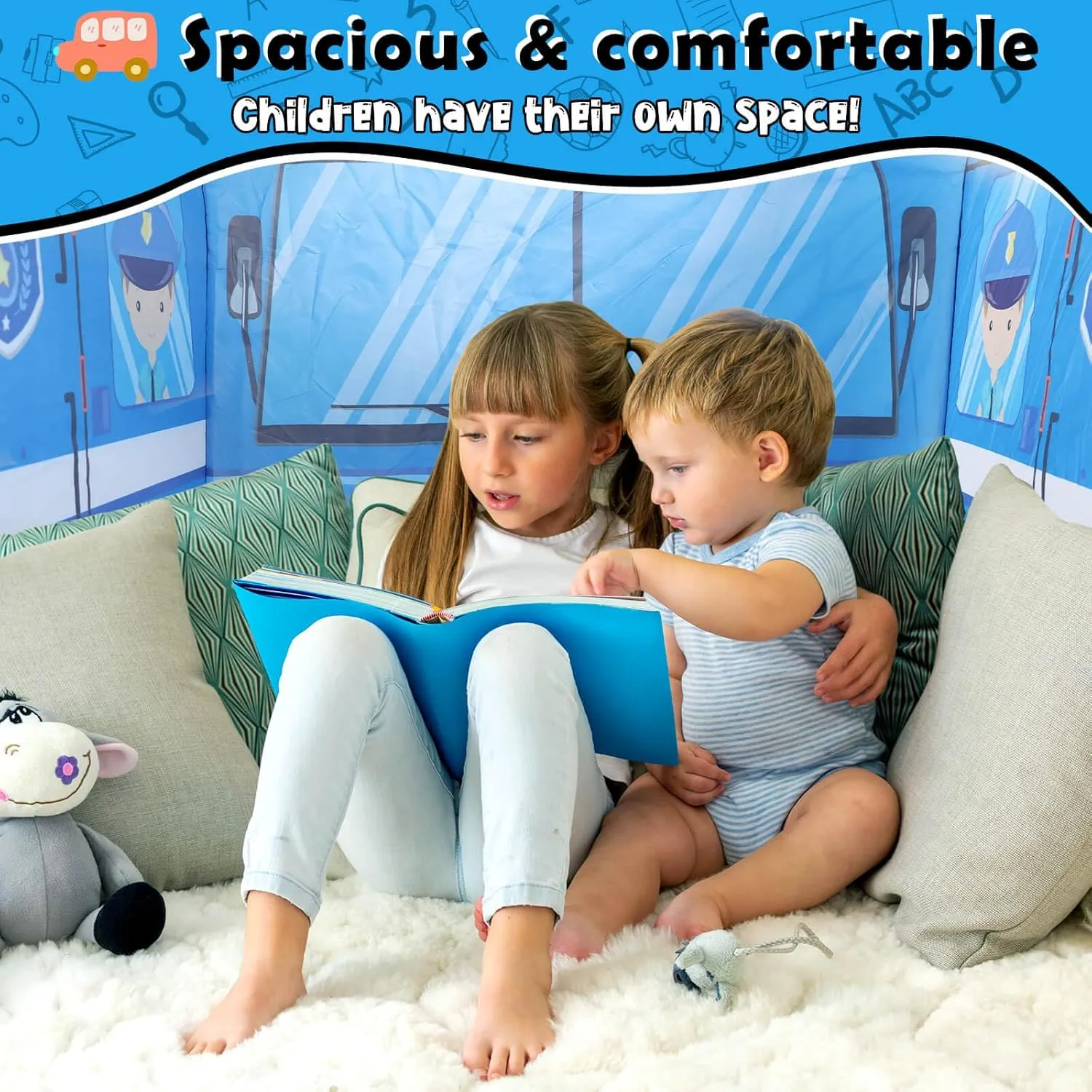 Pop up Play Tent for Kids Aged 1-3 Years Old Boys and Girls : Police Car Playhouse Toy Play Tents for Toddlers 3-5 Kids Tent Indoor Outdoor Playhouse Toys for 1   Year Old, Police Car