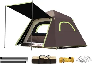 Pop Up Tents for Camping 3-4 Person Double Layer Automatic Instant Tent Portable Cabana Beach Tent for Outdoor Hiking