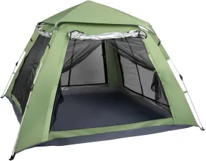 Pop Up Tents for Camping 3-4 Persons, Automatic Setup,2 in 1 Double Layer Waterproof Instant Popup Tent,Quick Easy Set Up Family Tent Shelter Outdoor,Green