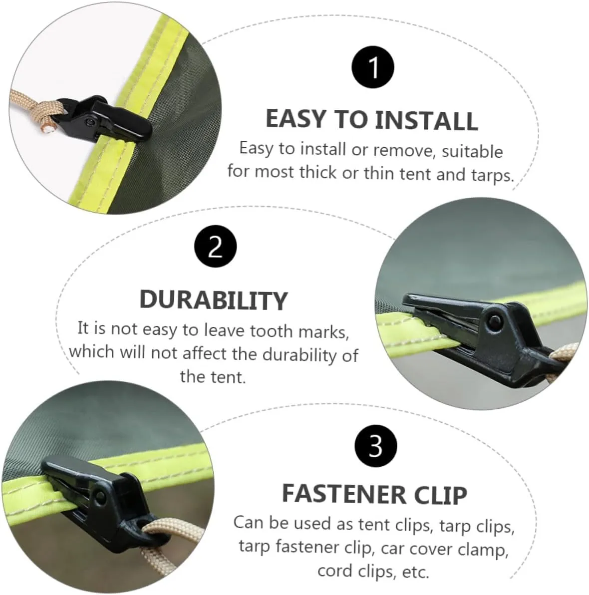 POPETPOP 3sets Double-Layer Waterproof Tent Ground Tarp Clip Small Camping Tent Accessories Easy Install 50pcs*3